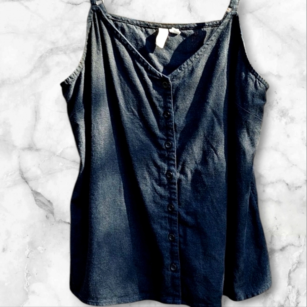 :M: Treasure & Bond Black Linen Blend Button Up Camisole.